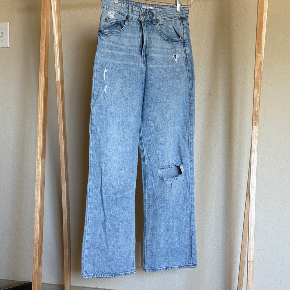 H&M Denim Flare Jeans with Distressed Details